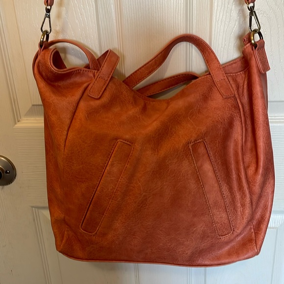 ANTIK KRAFT large Coral, TOTE, PURSE, Handbag EUC RUST SHOULDER STRAP - Picture 1 of 15